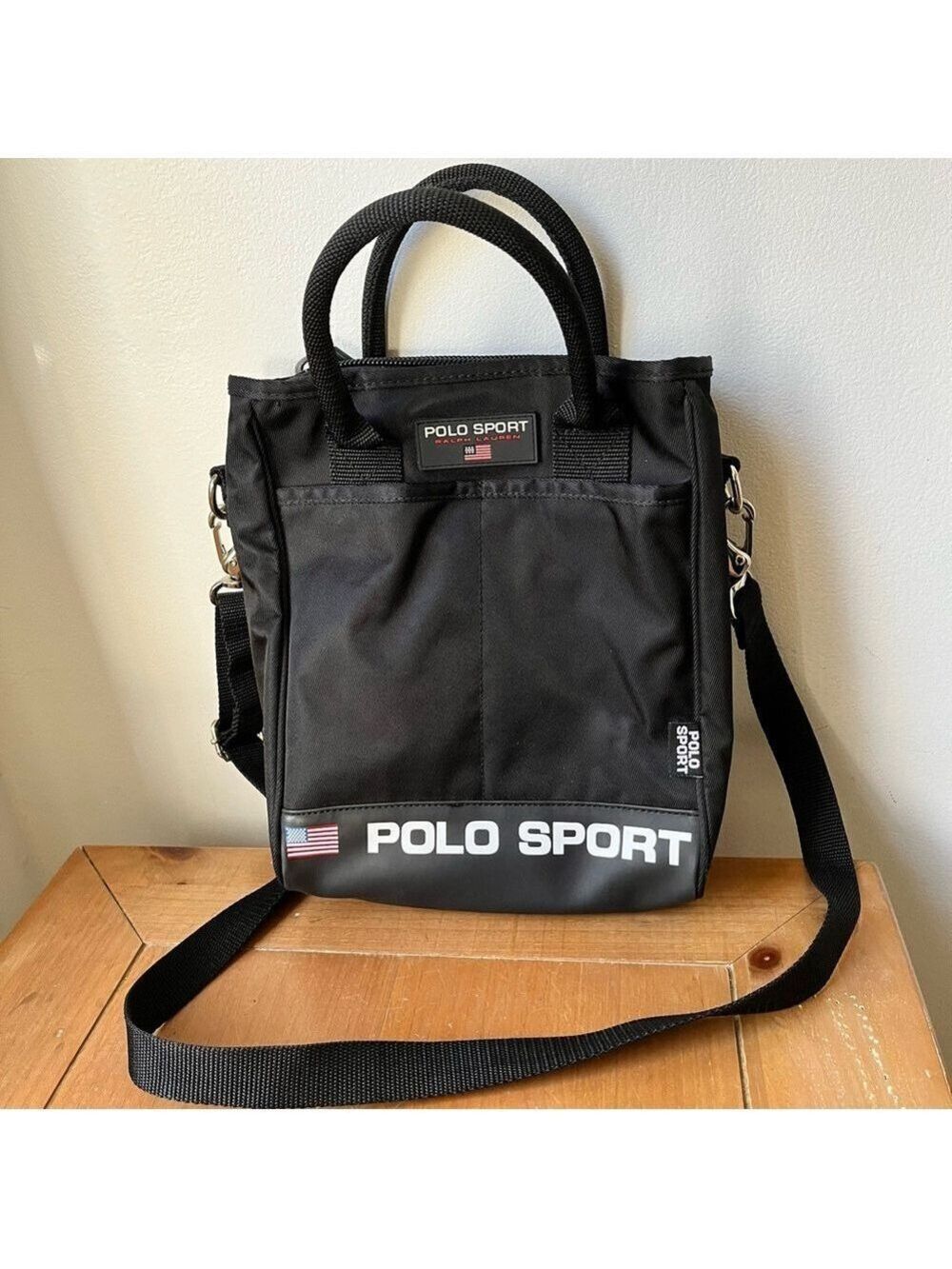 Rare Vintage 90’s Ralph Lauren Polo Sport Black Nylon Crossbody Messenger Bag